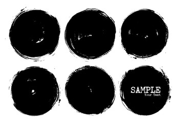 Grunge style set of circle shapes . Vector