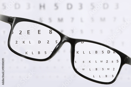 Brille Im Vordergrund Und Sehtesttafel Im Hintergrund Einige