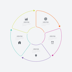 Wall Mural - Infographics template 5 options with circle