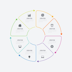 Wall Mural - Infographics template 8 options with circle