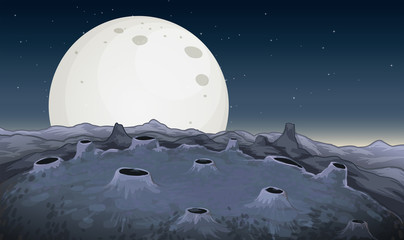 background scene with fullmoon at night