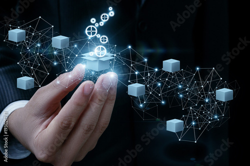 Fotomural Hand selects a product in the network .