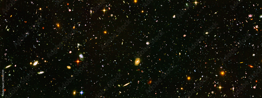 Deep Field  Galaxies, Elements of this image furnished by NASA. Retouched image. - obrazy, fototapety, plakaty 
