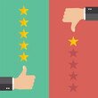 Vector illustration of positive and negative feedback concept with star rate in flat style