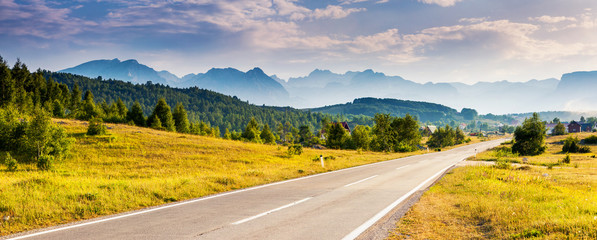  Location famous place National park Durmitor, Balkans. Village Zabljak, Montenegro, Europe. Beauty world.