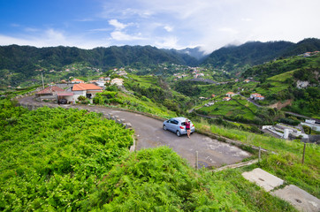 Canvas Print - Green mountains near Porto da Cruz, Madeira island - Portugal