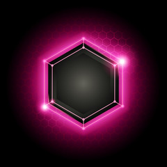 Aufkleber - vector illustration pink abstract modern metal cyber technology background with poly hexagon pattern and pink light