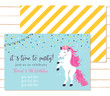 Baby shower invitation template with cute unicorn