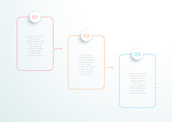Poster - 3 step vector flat thin line text boxes linked together