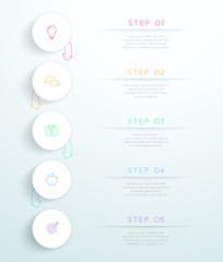 Poster - circles linked with arrows 5 step vector infographic