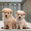 Two golden puppies sit together