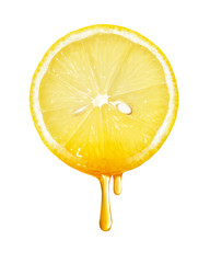 Wall Mural - Honey dripping from lemon slice isolated