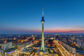 Wall Mural - The skyline of Berlin with the famous television tower at dusk