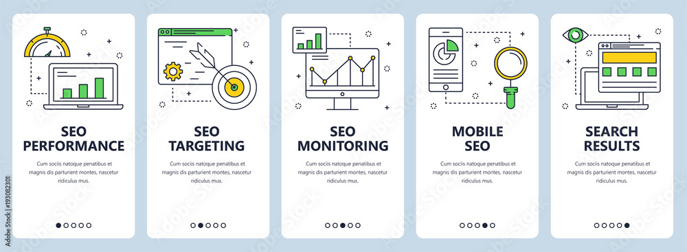 Vector modern thin line SEO concept web banner set Stock Vector | Adobe ...