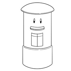 Sticker - vector of postbox cartoon