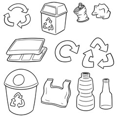 vector set of recycle garbage