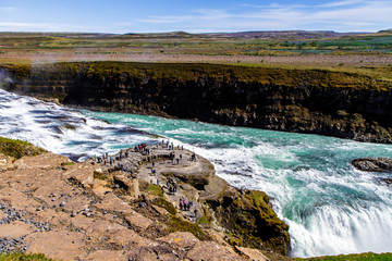 Sticker - Tourists at the waterfall Gullfoss in Iceland 11.06,2017