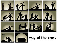Abstract Religious Background With Way Of The Cross Stations