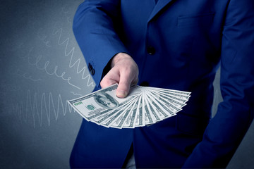 Businessman holding money