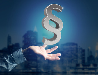Fototapete - Justice and law symbol displayed on a futuristic interface - 3d rendering