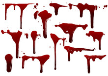 Collection Various Blood Or Paint Splatters,Halloween Concept