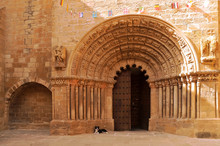 Portal Of Iglesia De Santiago Y San Pedro Church, Puente La Reina, Navarre, Spain