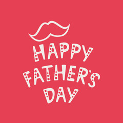 Handwritten lettering of Happy Father's Day on red background.