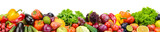 Panoramic collection fresh fruits and vegetables for skinali isolated on white background.