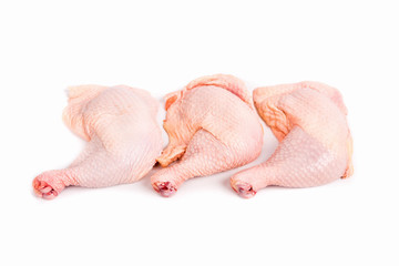 Wall Mural - Raw chicken legs isolated on white background.