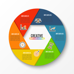 Poster - Vector infographic design template. Business concept with 6 options, parts, steps or processes. Can be used for workflow layout, diagram, number options, web design. Data visualization.