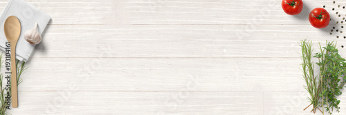 Fotografía Küche und Kochen - klassische Zutaten - Banner / Hintergrund
