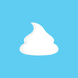Whipped cream vector illustration, graphic icon, dollop of sweet whipped cream isolated on blue background.