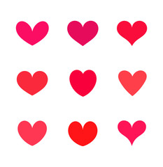 Wall Mural - Red hearts icons