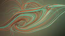 Interlacing Abstract Green Curves. 3D Rendering