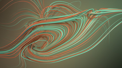 Poster - Interlacing abstract green curves. 3D rendering