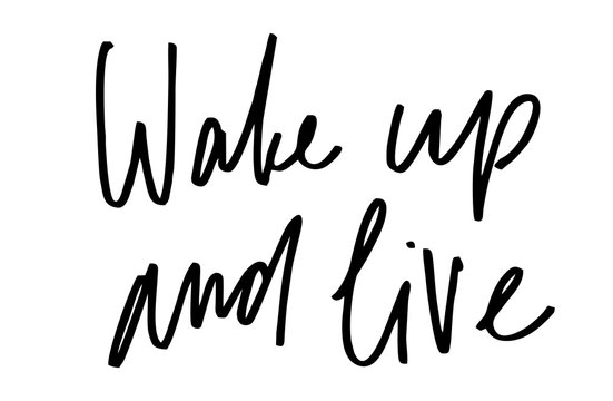 Wake up and live. Handwritten text. Modern calligraphy. Inspirational quote. Isolated