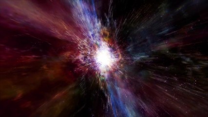 Wall Mural - Space 2341: Reverse view traveling through a wormhole in space (Loop).