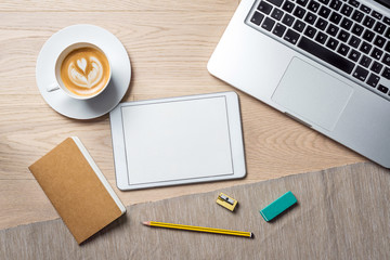 Wall Mural - Empty tablet screen with copy space as flat lay and template