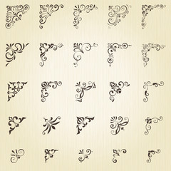 Wall Mural - vector set of ornate calligraphic vintage corners.