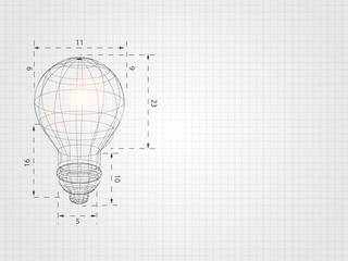 wireframe lightbulb on grid represent technology concept and innovation. technology background. vect