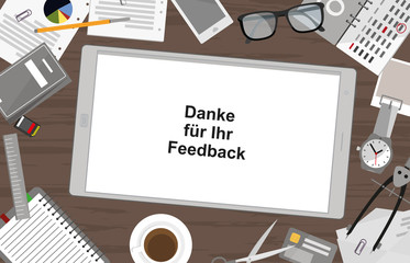 Canvas Print - schreibtisch mit tablet - danke für ihr feedback