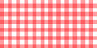 Vector gingham striped checkered blanket tablecloth. Seamless white red table cloth napkin pattern background with natural textile texture. Country fabric material for breakfast or dinner picnic