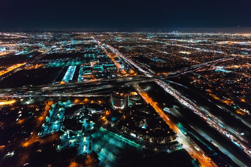 Poster - Aerial view of Los Angeles, CA near LAX at night