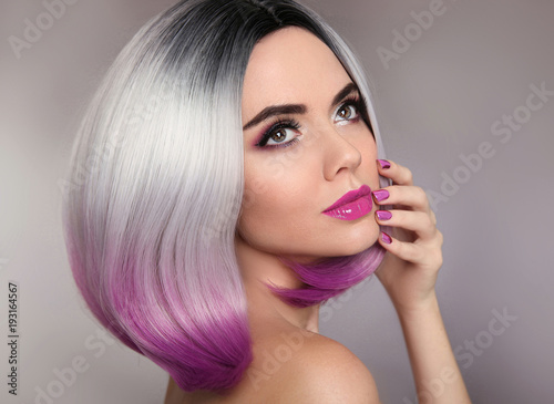 Ombre Hairstyle Beauty Makeup And Manicure Nails Colored Blonde