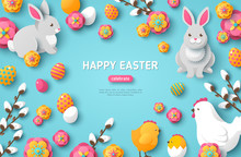 Happy Easter Blue Background