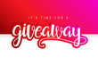 Giveaway Banner Card with Lettering. Red design.