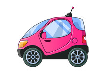 Urban Tiny Car Side View Colored Illustration.