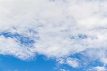 Blue sky background with white fluffy clouds