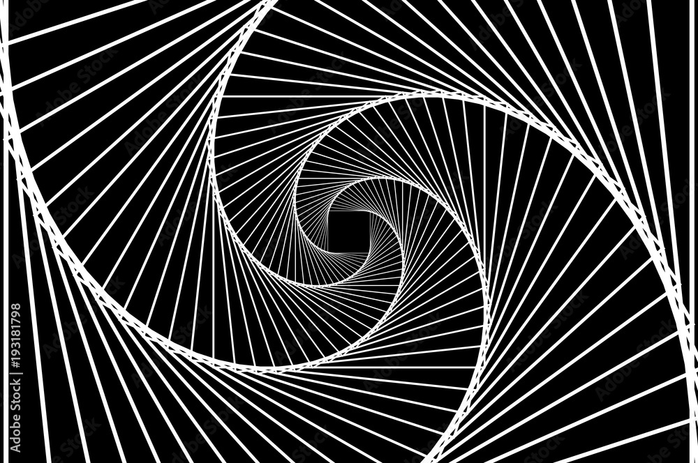  Rotating concentric squares, Square optical illusion pattern - black and white, Geometric abstract background - obrazy, fototapety, plakaty 