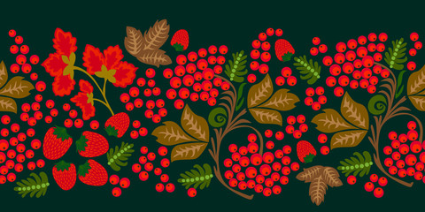 Wall Mural - Russian folk art style floral print. 